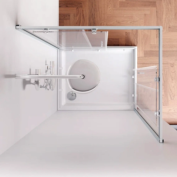 Душевое ограждение без поддона 100x80 AM.PM Gem W90G-404-100280-MT профиль серебристый-2