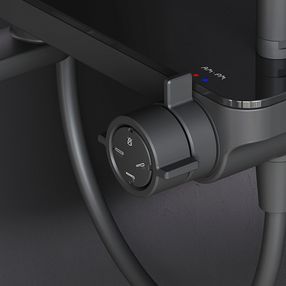 Душевая система AM.PM Like F0780722 стойка с тропическим душем, смесителем, изливом, черная матовая-3