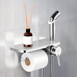 Гигиенический душ со смесителем Damixa Jupiter 773500001 хром встраиваемый, полка, шланг 1200, держатель туалетной бумаги