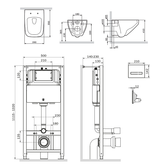 Инсталляция унитаза AM.PM Inspire 2.0 IS450A38.50A1700 безободкового с сиденьем микролифт и сенсорной клавишей