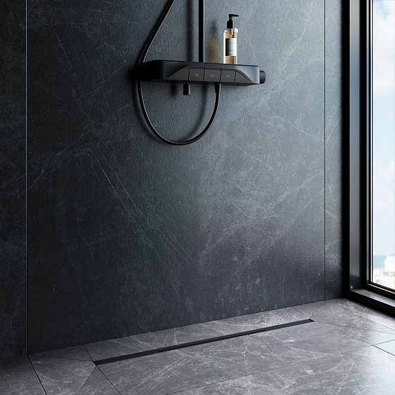 Душевой трап (лоток) 80 AM.PM MasterFlow Slim W01SC-S11-080-05BM комбинированный затвор с черной матовой решеткой-2