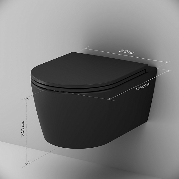 Унитаз подвесной AM.PM Func C8F1700MBSC безободковый с сиденьем микролифт, черный матовый-9