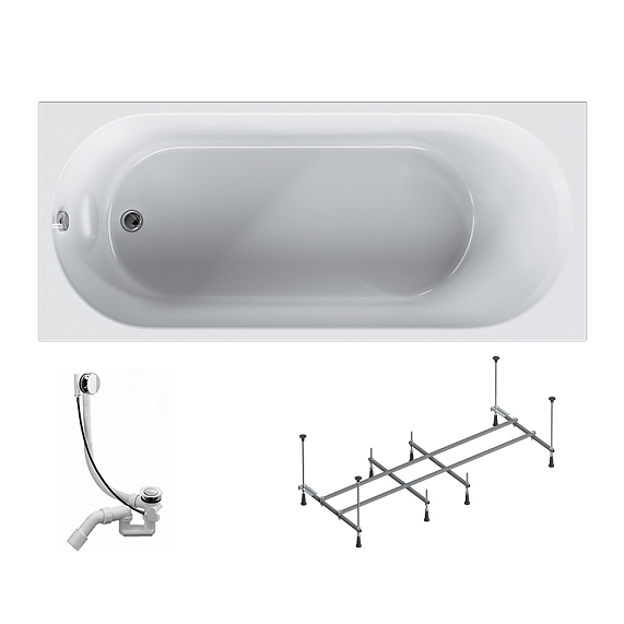 Ванна акриловая 160 AM.PM Moxie W9MA-160-070W-A2ROFL с каркасом и слив-переливом, белая-3