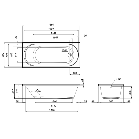 Ванна акриловая 160x70 AM.PM X-Joy W94A-160-070W-A1 белая глянцевая