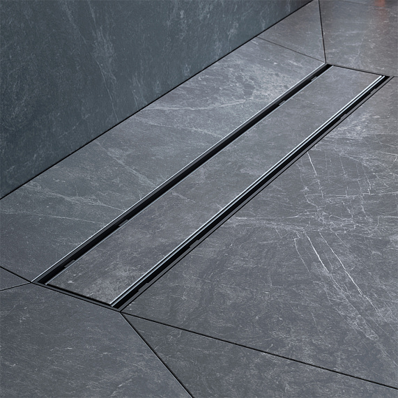 Душевой трап (лоток) 50 AM.PM PrimeFlow W02SC-U11-050-04BM комбинированный затвор с черной матовой решеткой под плитку-8