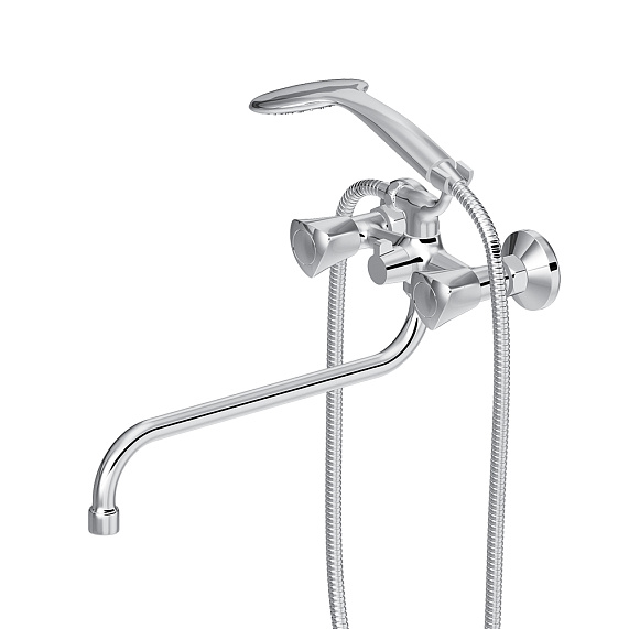 Смеситель для ванны и душа Damixa Object 349500000 длинный излив, душевая лейка, шланг 1500, хром-2