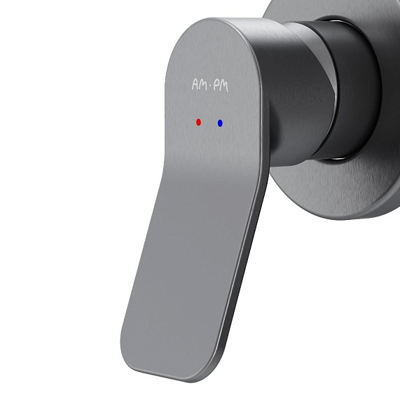 Смеситель с гигиеническим душем AM.PM X-Joy F40H85A55 оружейная сталь, встраиваемый, шланг 1200, держатель-7