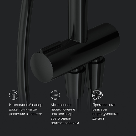 Душевая система AM.PM Like F0780022 стойка с тропическим душем, черная матовая-7