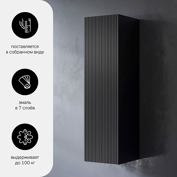 Шкаф-пенал для ванной 30 AM.PM Struktura M9SCHR0306BMVS навесной, черный матовый-2