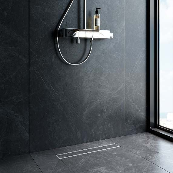 Душевой трап (лоток) 50 AM.PM PrimeFlow W02SC-U11-050-04SB комбинированный затвор со стальной матовой решеткой под плитку-4