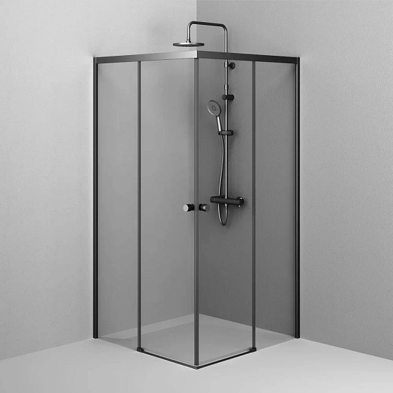 Душевое ограждение без поддона 100x100 AM.PM X-Joy W94G-403-100100-BT1K профиль черный матовый-3